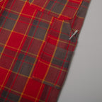 DROP CROTCH PAINTER PANTS - PLAID RED