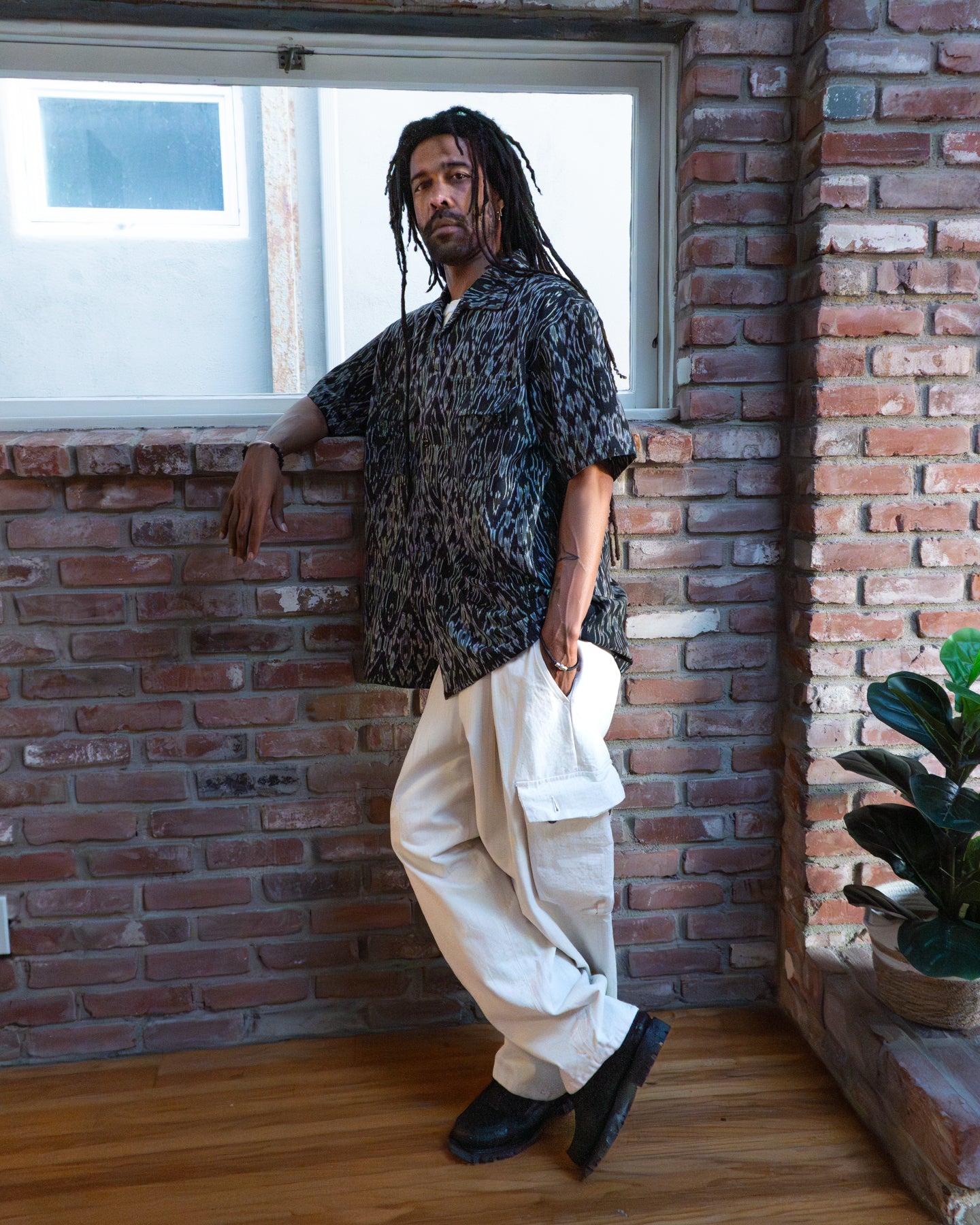 Monitaly 50's Milano Shirt S/S Ikat Black Leopard