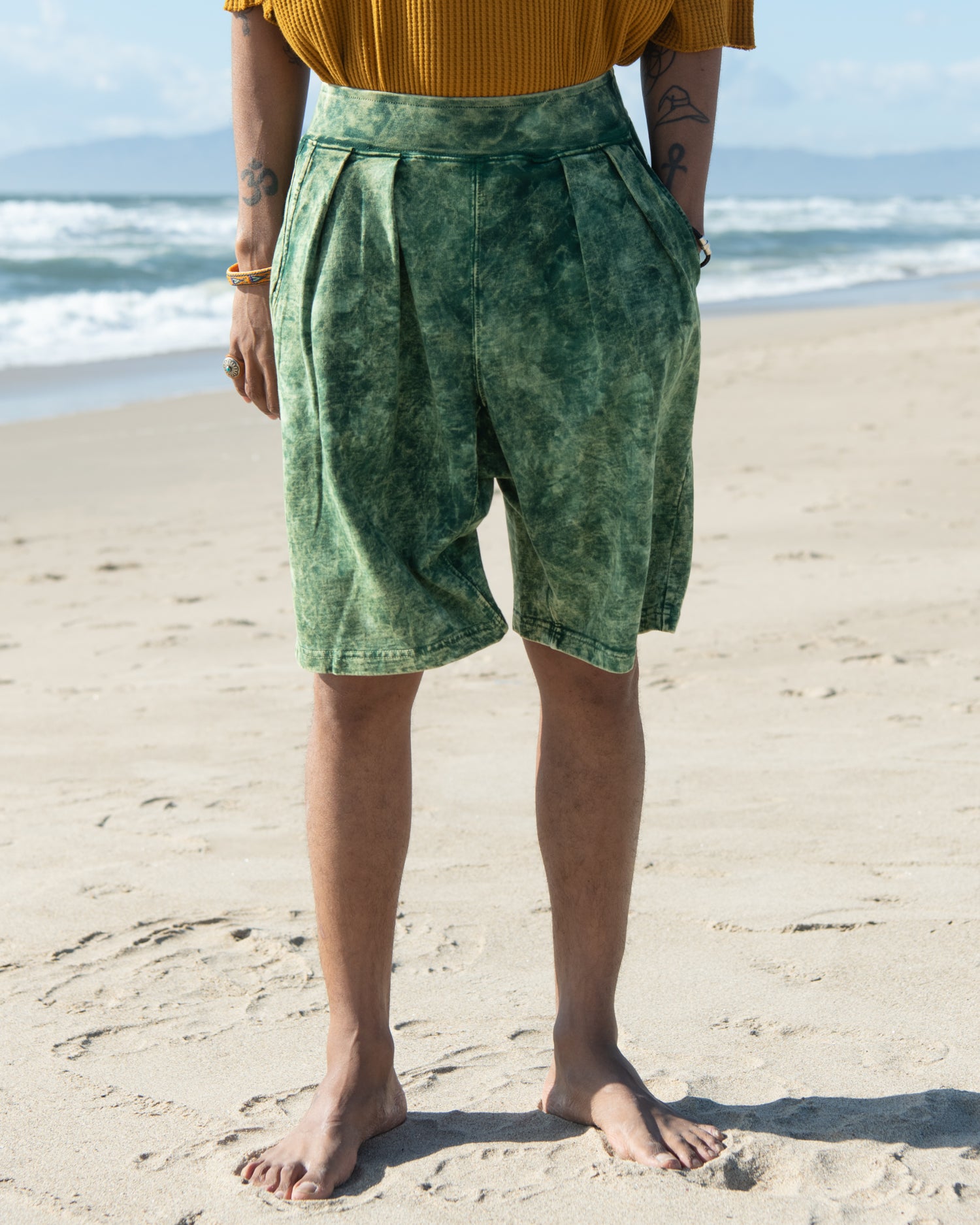 French Terry Pleated Shorts - Tie Dye Midori + Mineral – Monitaly