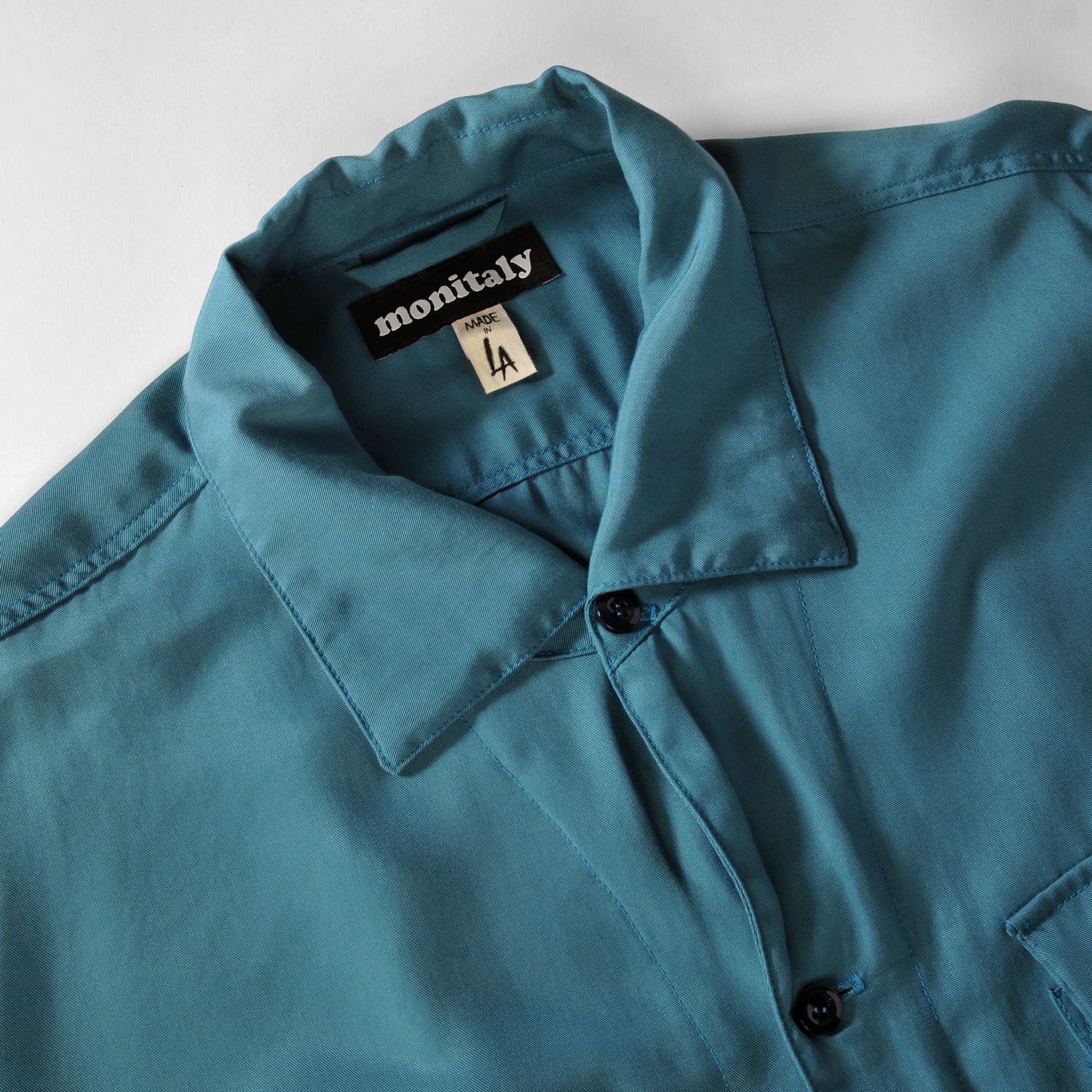 50's Milano Shirt S/S - Tencel Cyan – Monitaly
