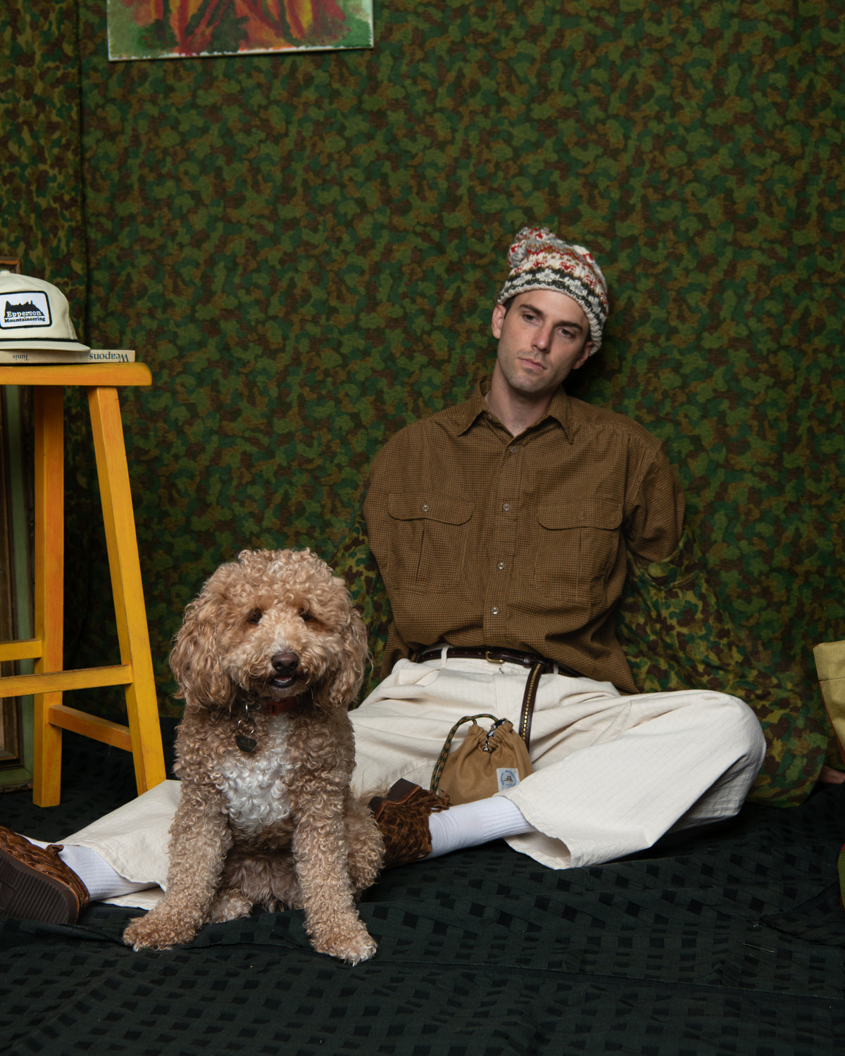 Giorgio Work Shirt- Houndstooth Corduroy Khaki