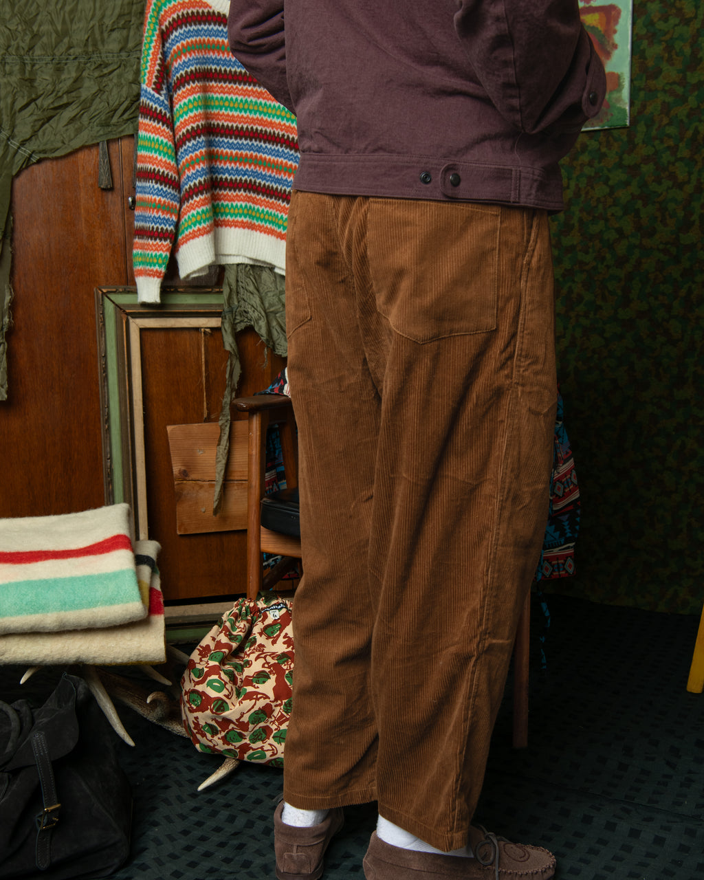 Double Pleat Easy Trouser - Corduroy 8 Wale Brown