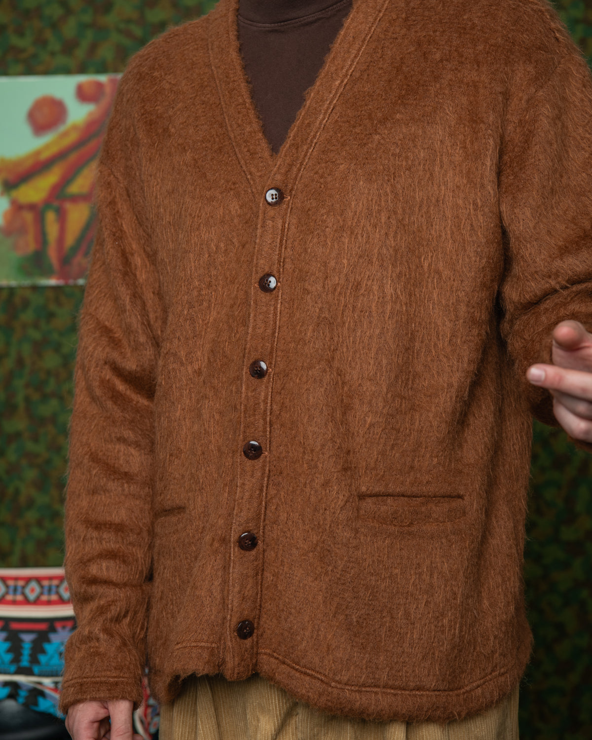 Shaggy V Cardigan - Solid Camel