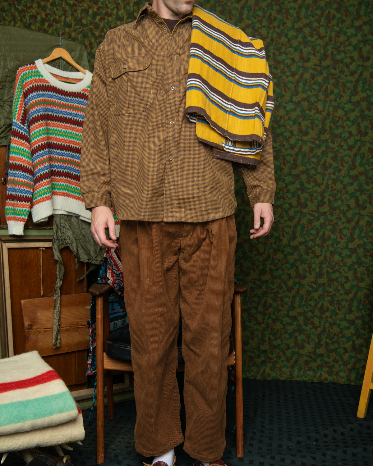 Double Pleat Easy Trouser - Corduroy 8 Wale Brown