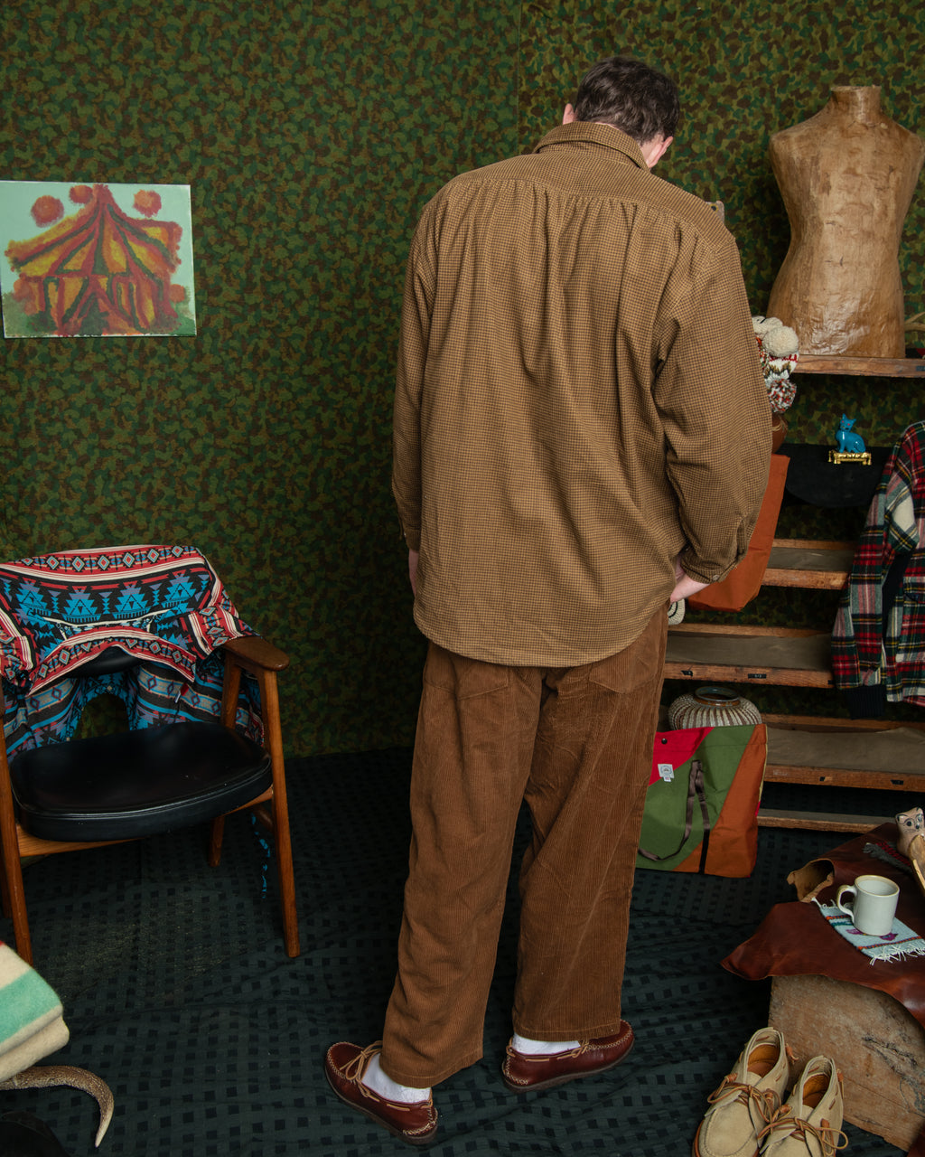 Double Pleat Easy Trouser - Corduroy 8 Wale Brown