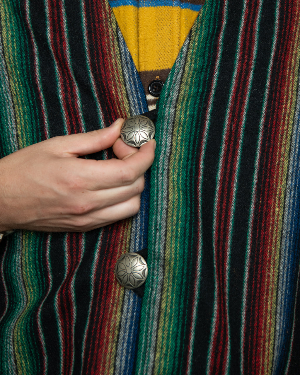Native Vest - Wool Flannel Sarape Black