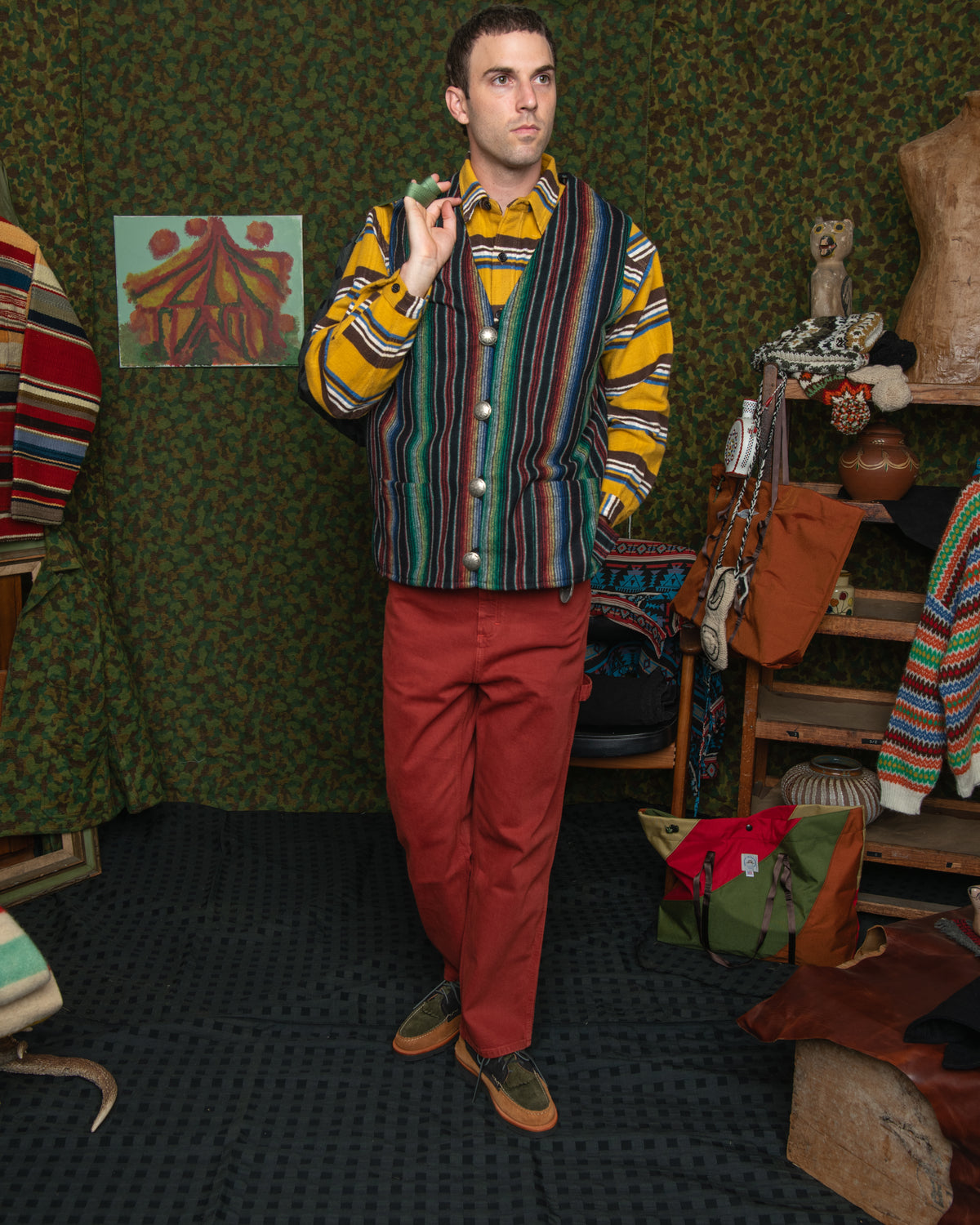 Native Vest - Wool Flannel Sarape Black