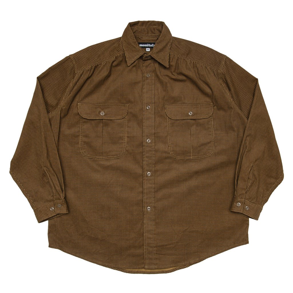 Giorgio Work Shirt- Houndstooth Corduroy Khaki
