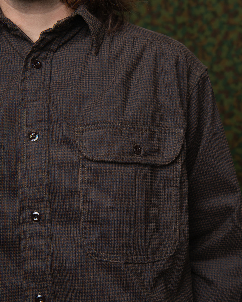 Giorgio Work Shirt- Houndstooth Corduroy Brown