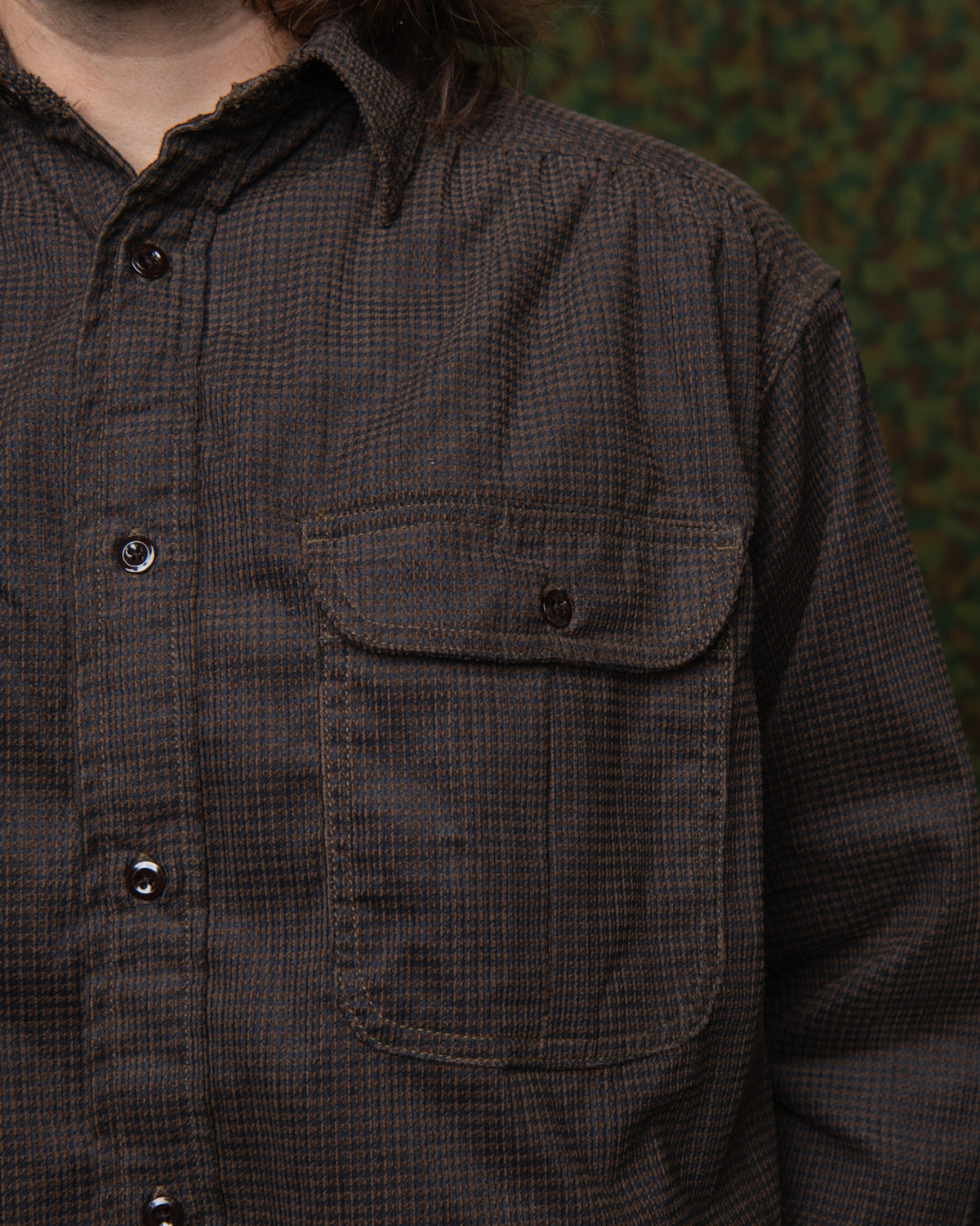 Giorgio Work Shirt- Houndstooth Corduroy Brown