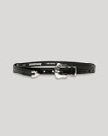 Extra Long Leather Belt with 3pc Silver Buckle Set - Black