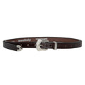 Extra Long Leather Belt with 3pc Silver Buckle Set - Havana